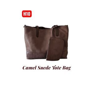 H10   * Susan Joy Camel Suede Tote Bag